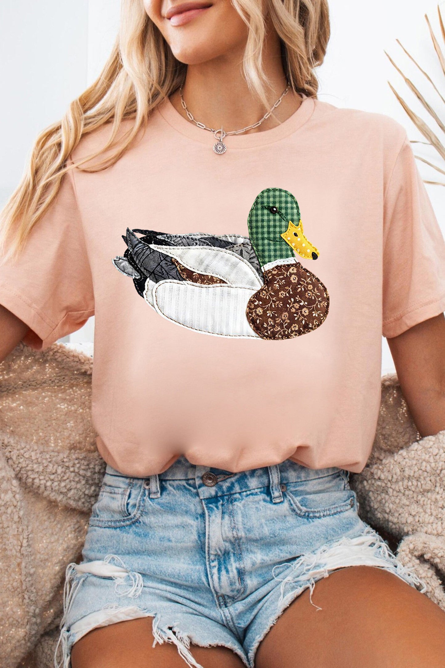 Faux Quilt Mallard Casual Top FB
