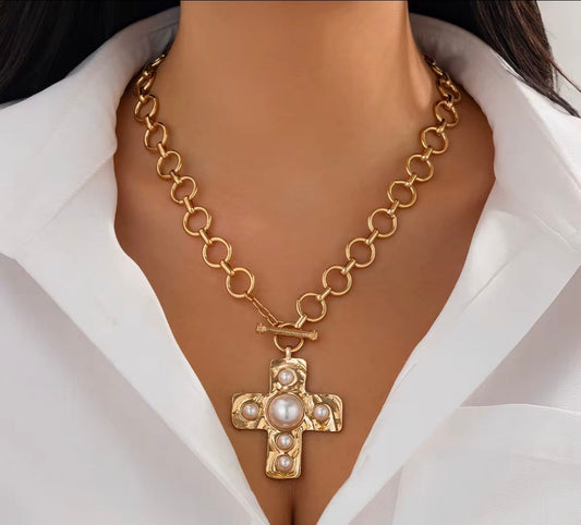 Hammered Cross Necklace RTS