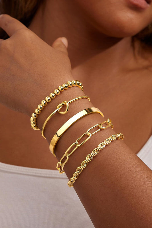 Gold Bracelets Stackable Set FB