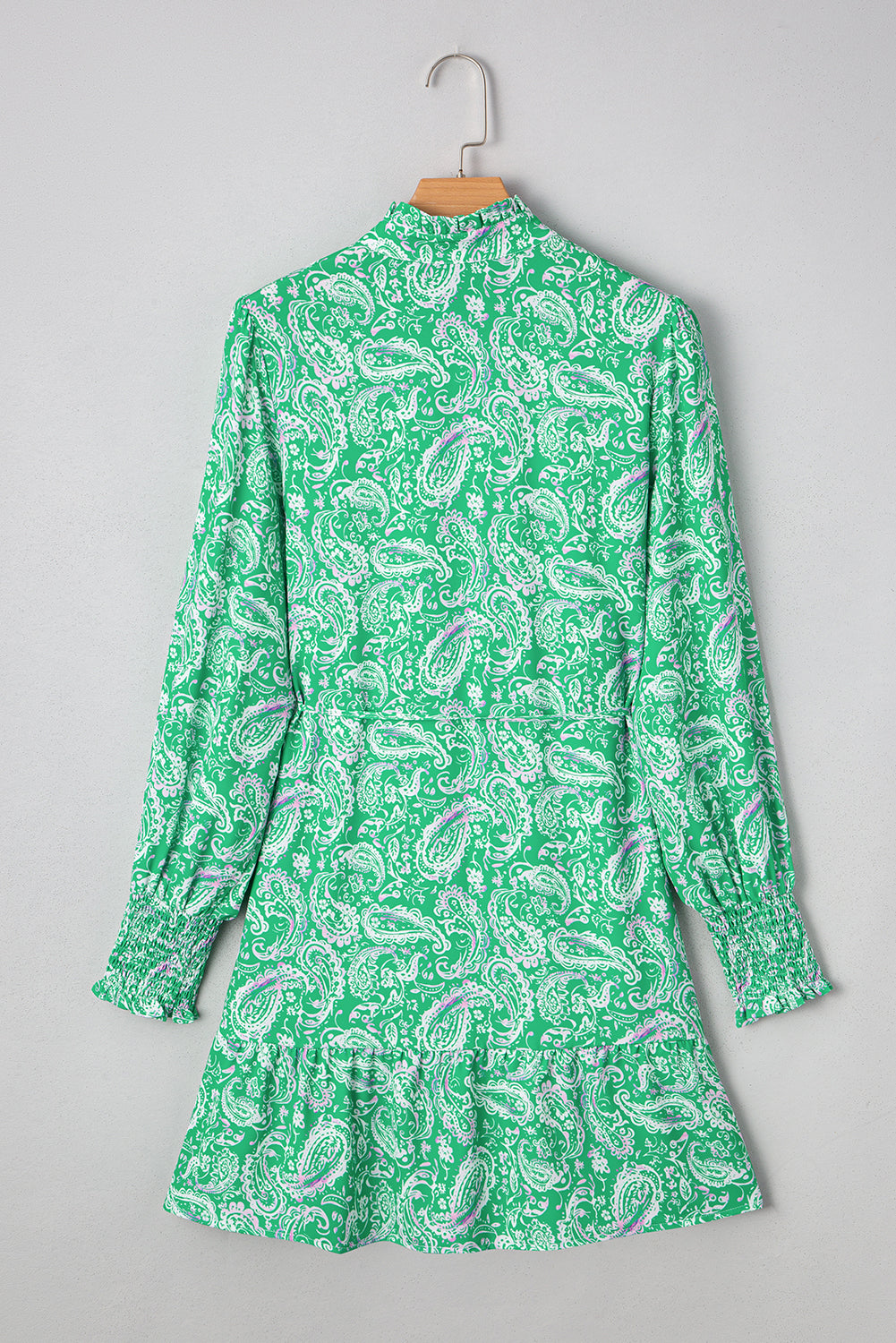 Green Paisley Tie Front Dress FB