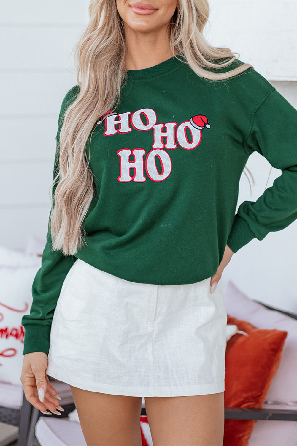 Green Embroidered Christmas Sweatshirt FB