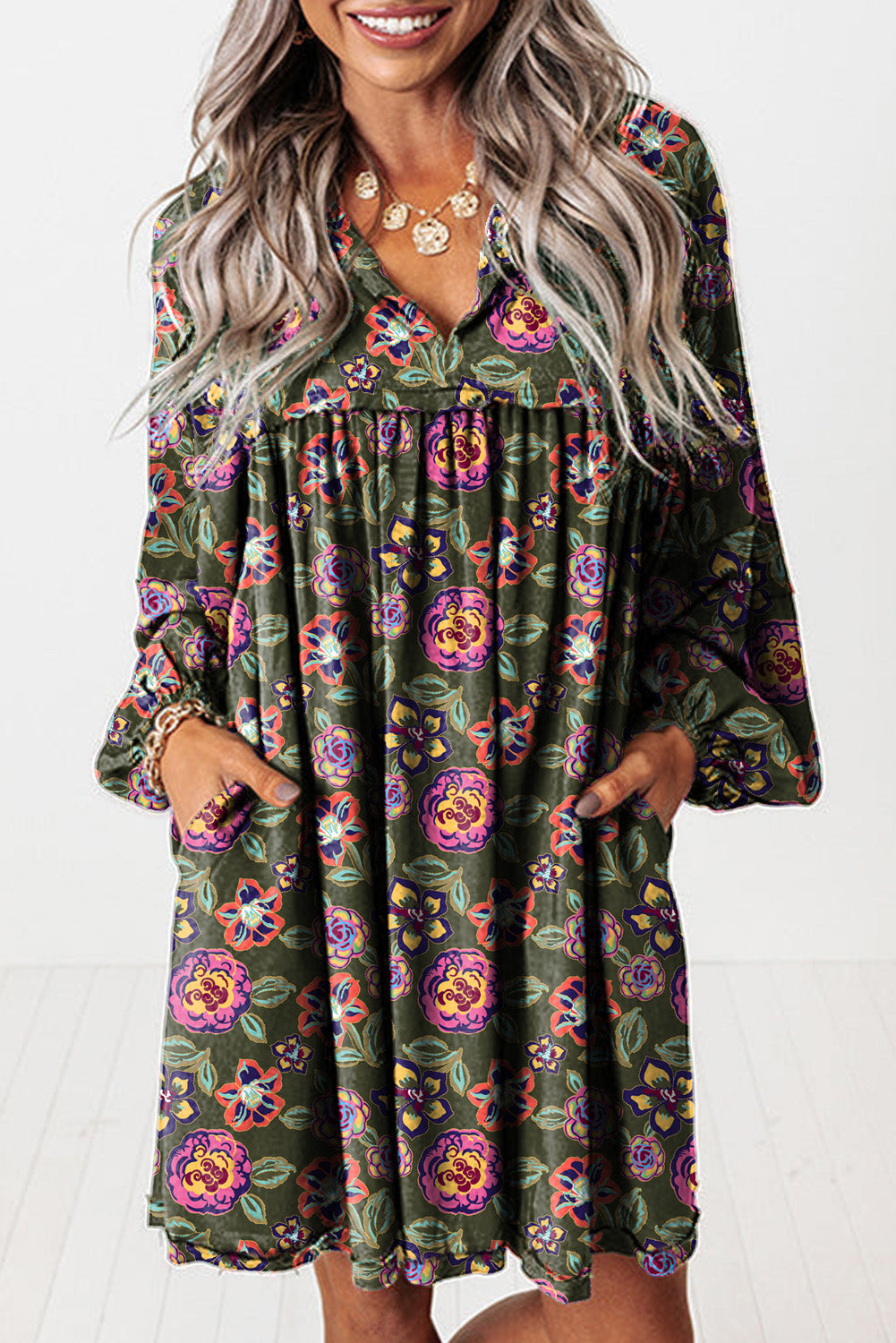 Green Floral Mini Dress LT