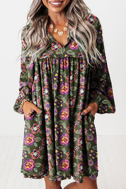 Green Floral Mini Dress LT