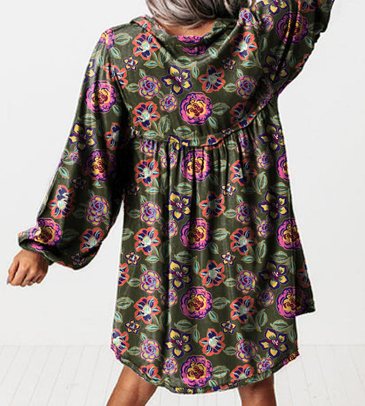 Green Floral Mini Dress RTS