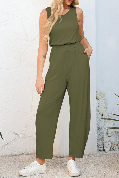 Pleated Elastic Jumpsuit FB