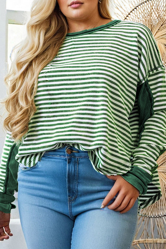 Green Stripe Plus Size Top RTS