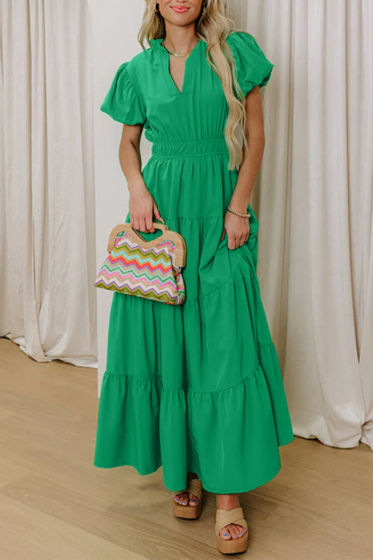 Green Waist Tiered Dress FB