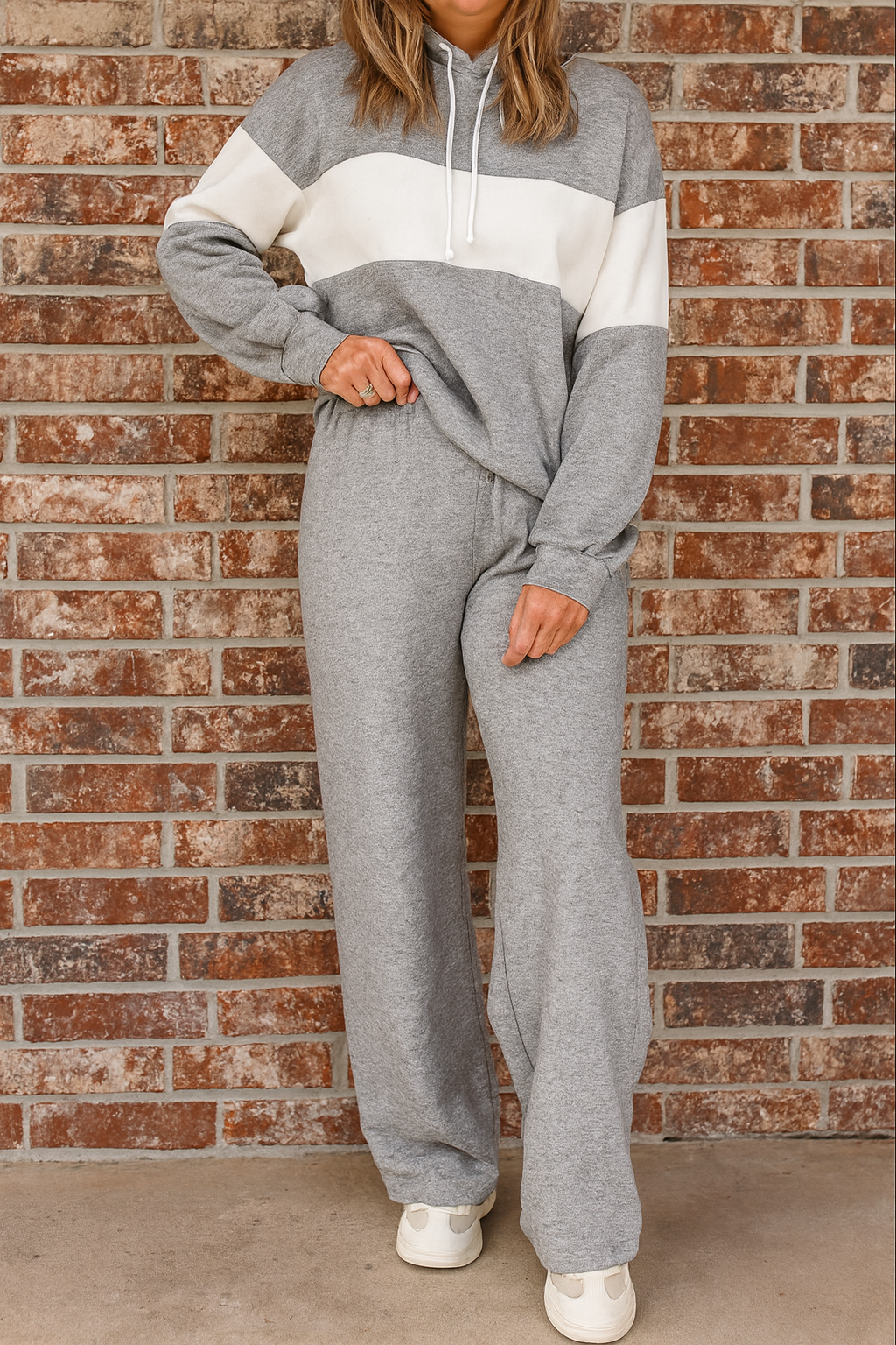 Grey Colorblock Hoodie Set September.