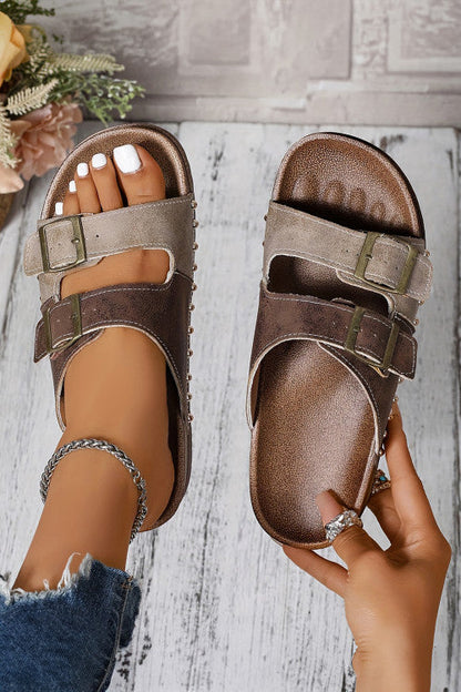 Colorblock Two Tone Buckle Shoes FB