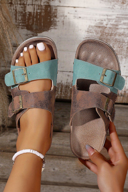 Colorblock Two Tone Buckle Shoes FB