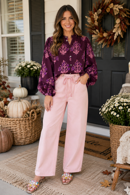 Tie-Waist Barrel Jeans