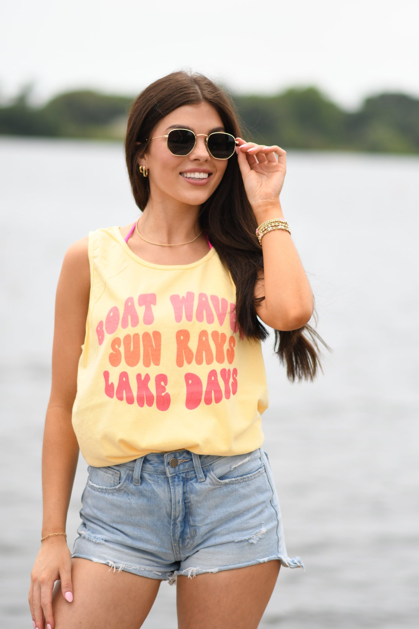 Boat Waves Sun Rays Lake Days Tank/Tee