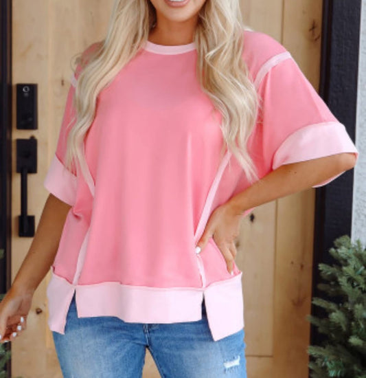 Pink Raw Seam Top FB