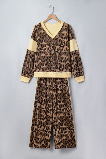 Leopard V Neck Set