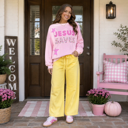 Light-Pink Tie Waist Barrel Jeans