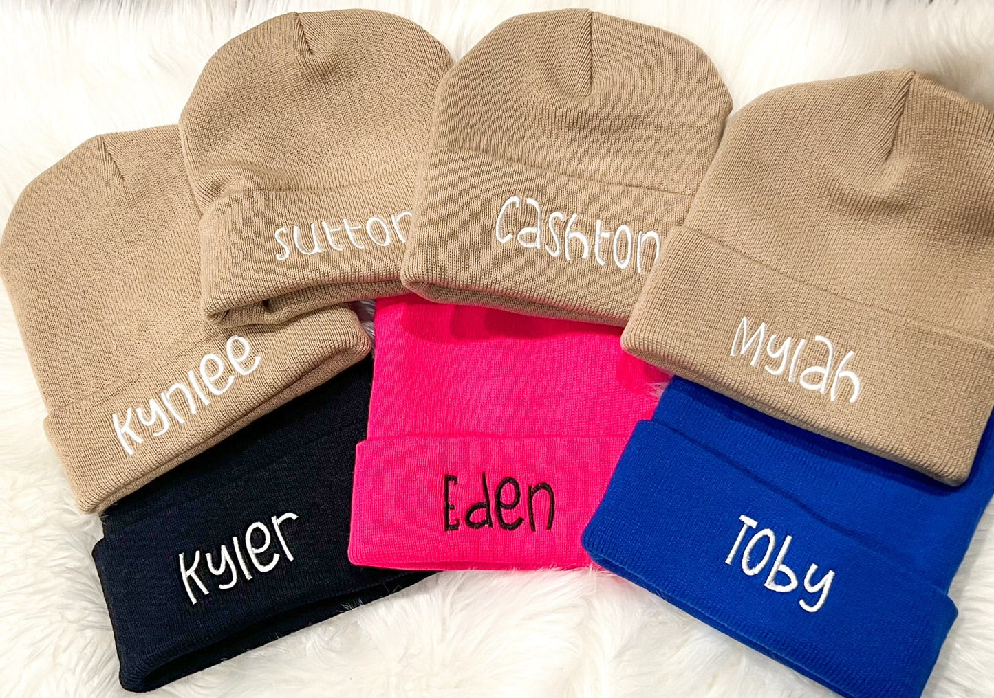 Preorder: Fully Customizable Embroidered Winter Name Beanies