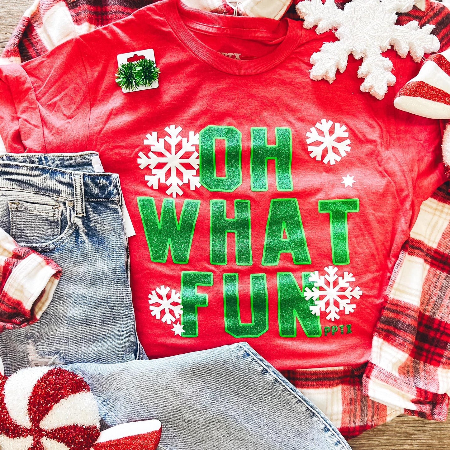 Oh What Fun Glitter Christmas Tee