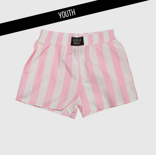 LULU MAC KIDS YOUTH DARBY STRIPED SHORTS-LIGHT PINK