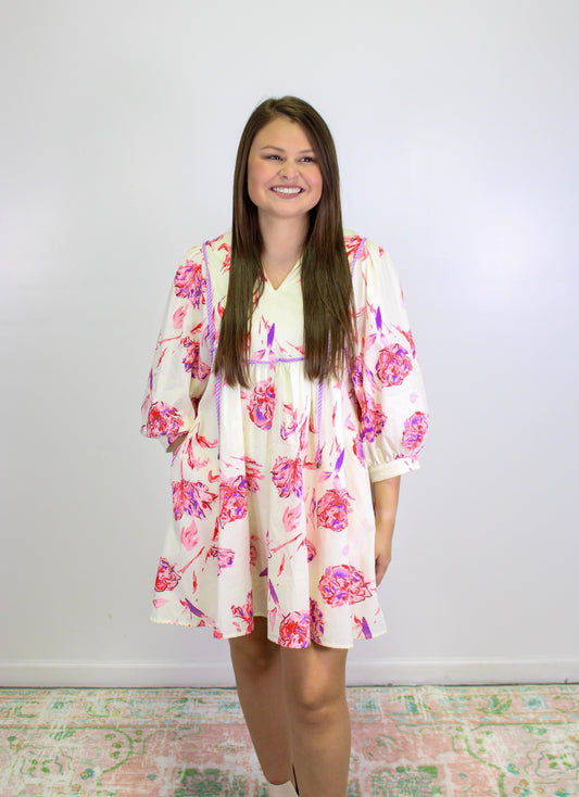 Pink Floral Babydoll Dress LT