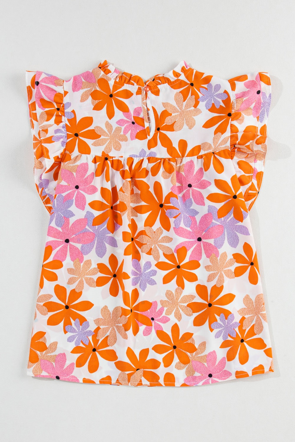 Orange Floral Smocked Blouse FB