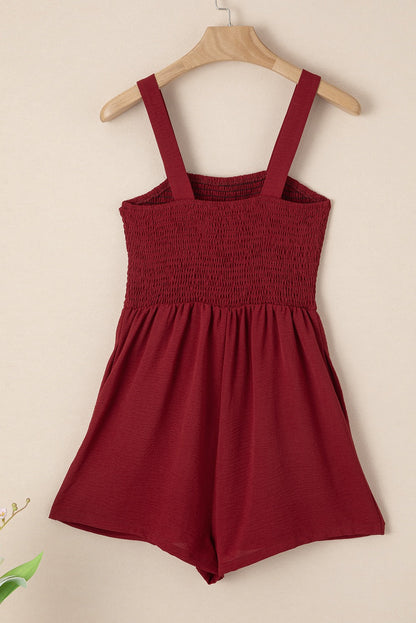 Burgundy Smocked Romper RTS