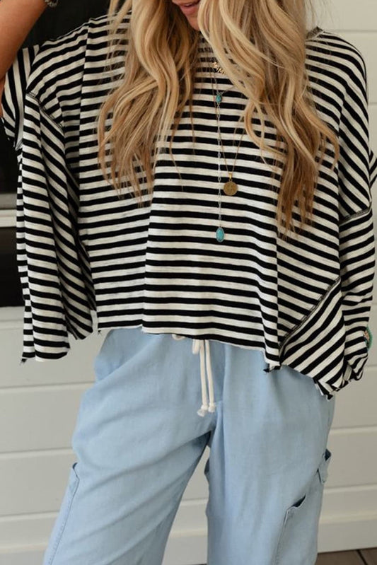 Flowy Black Striped Top LT