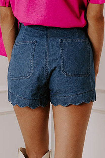 Dark Scalloped Denim Shorties FB