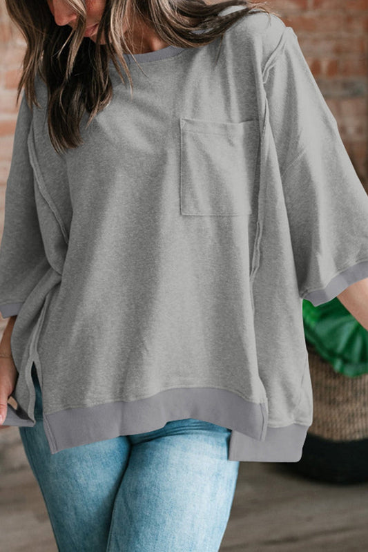 Grey Exposed Seam Top LT