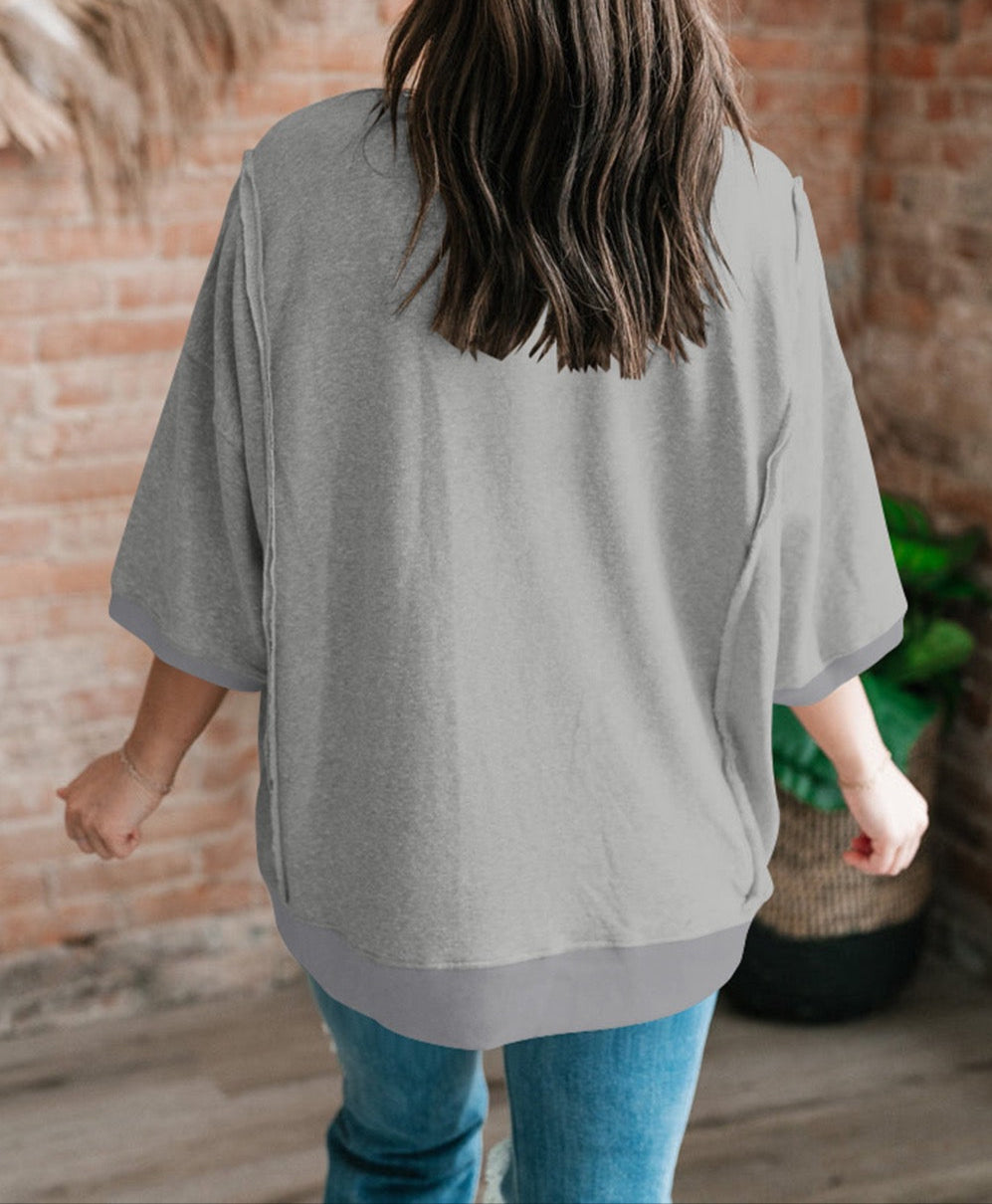 Grey Exposed Seam Top LT