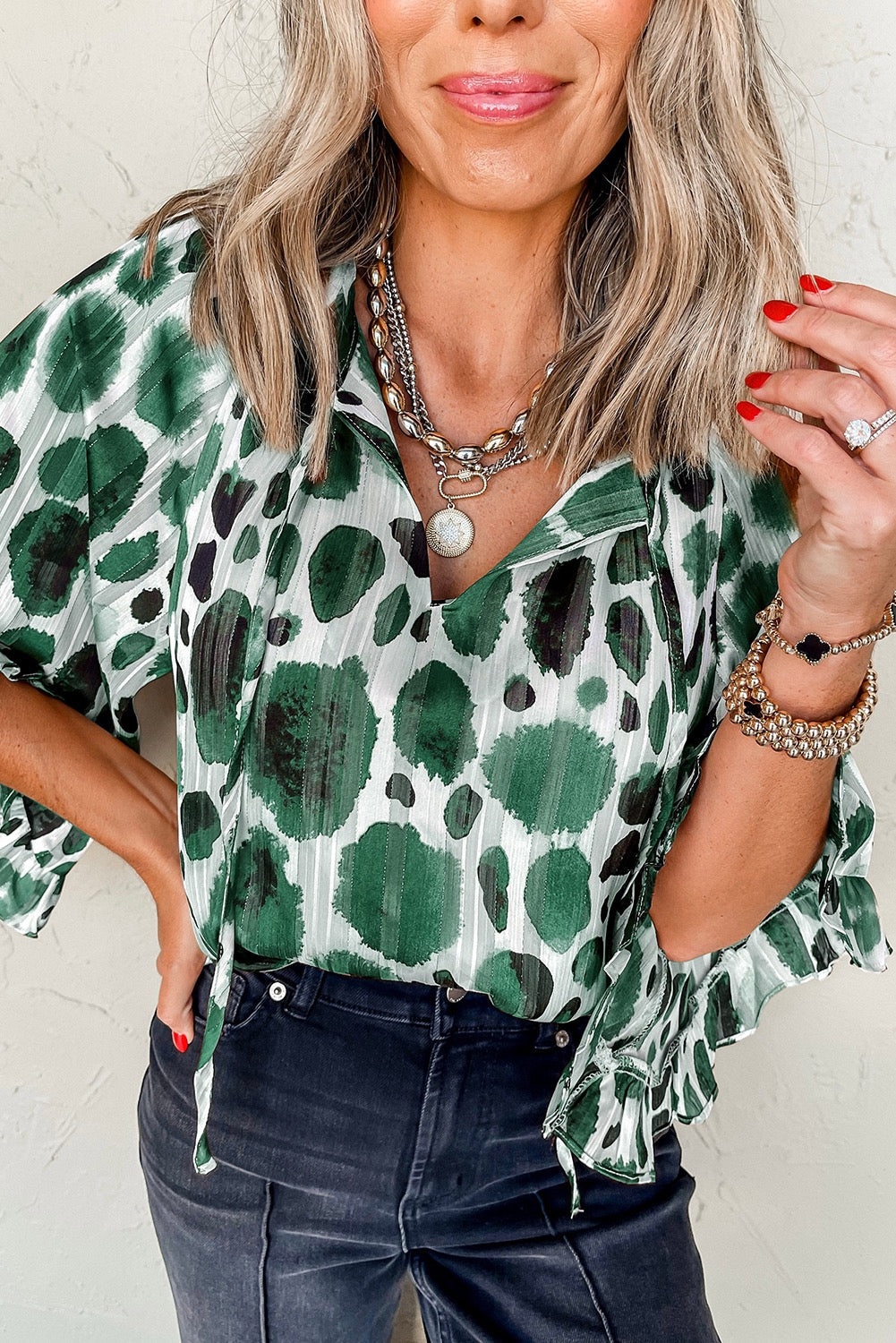 Green Spotted Blouse LT