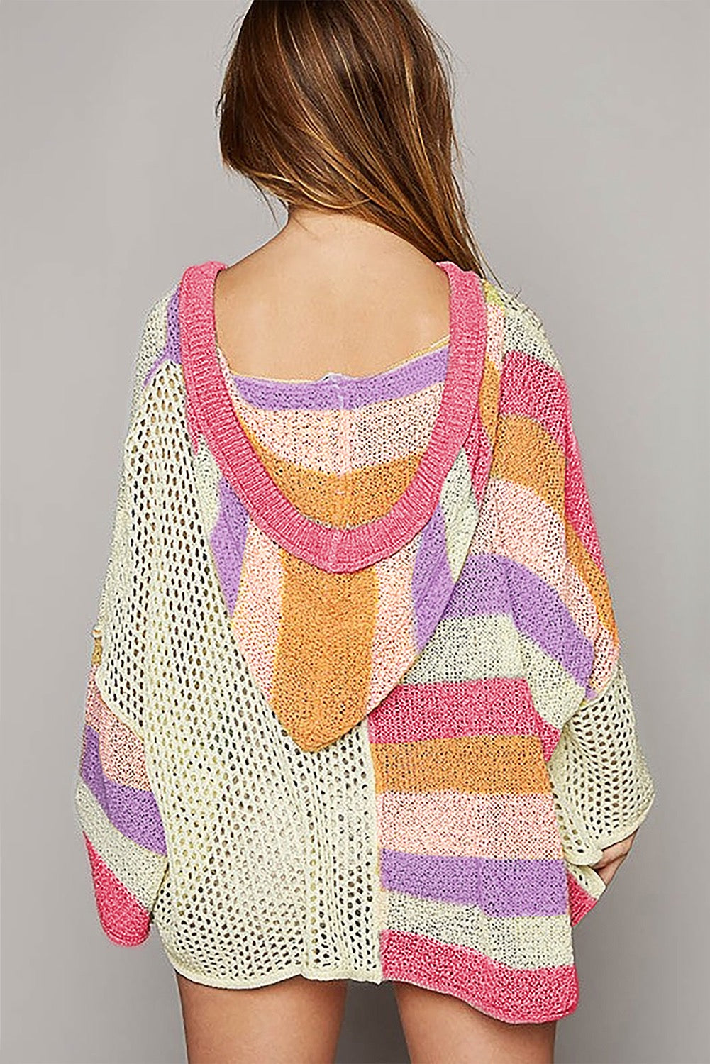 Striped Colorblock Hooded Sweater LT