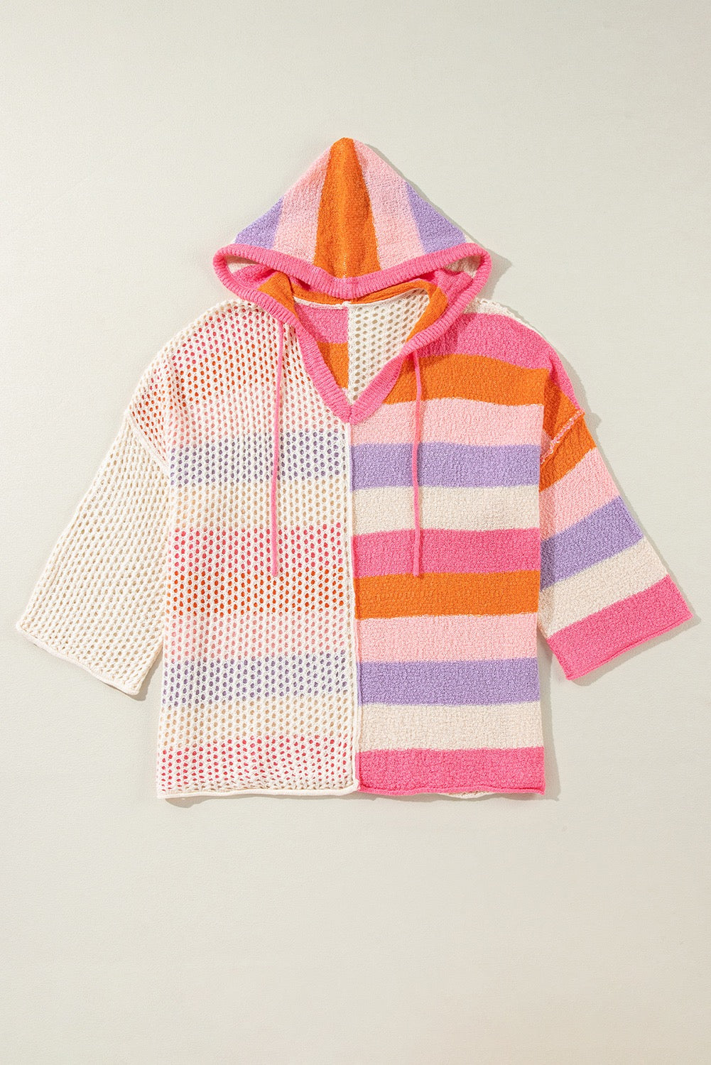 Striped Colorblock Hooded Sweater LT