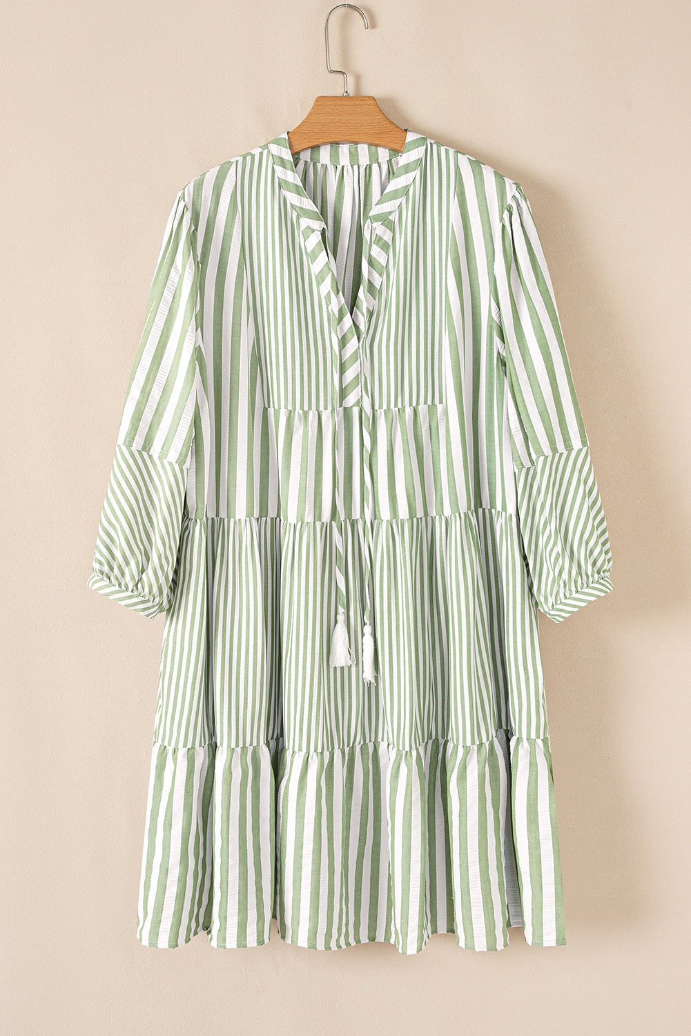 Green Striped Plus Size Dress LT