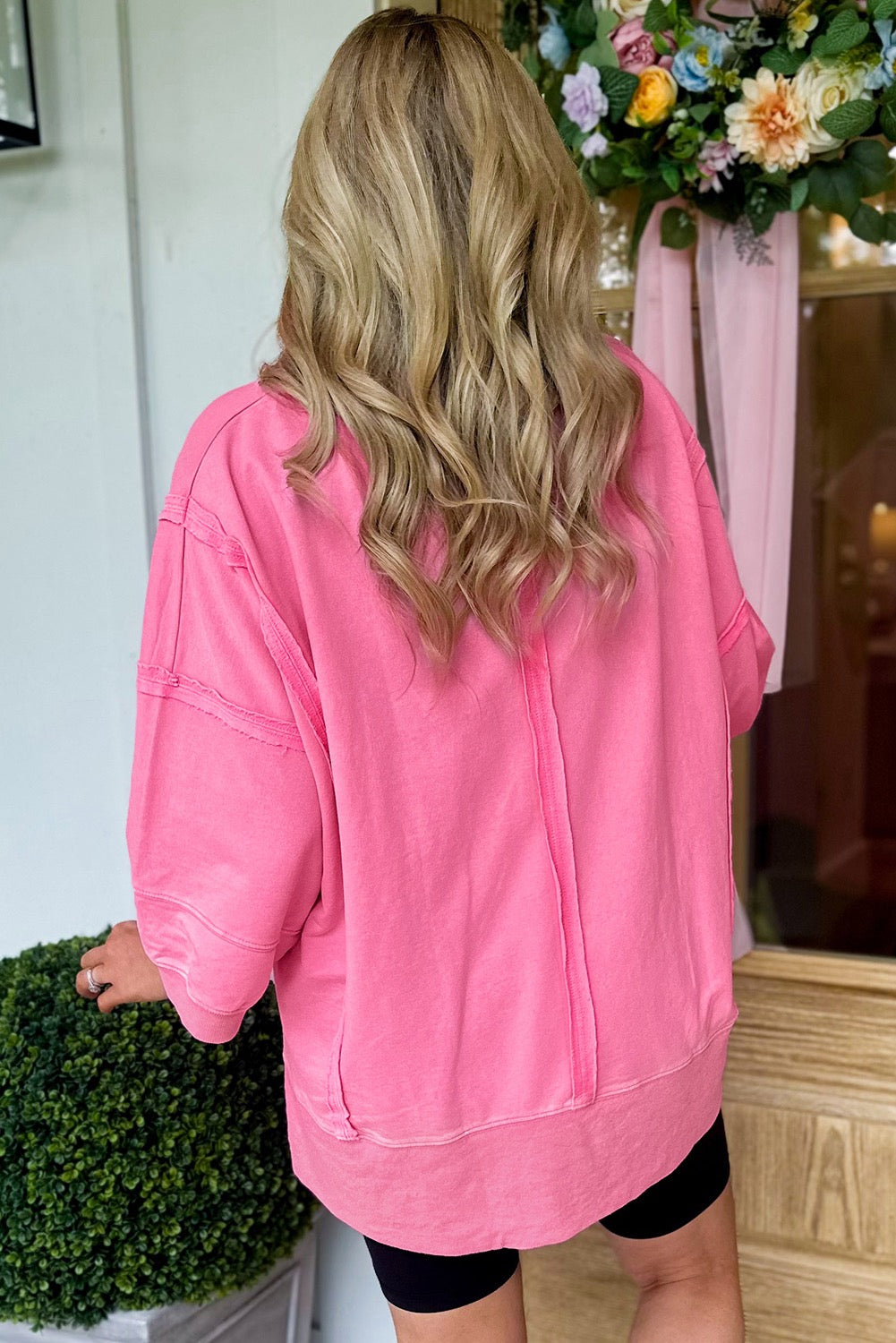 Pink Exposed Seam Top LT