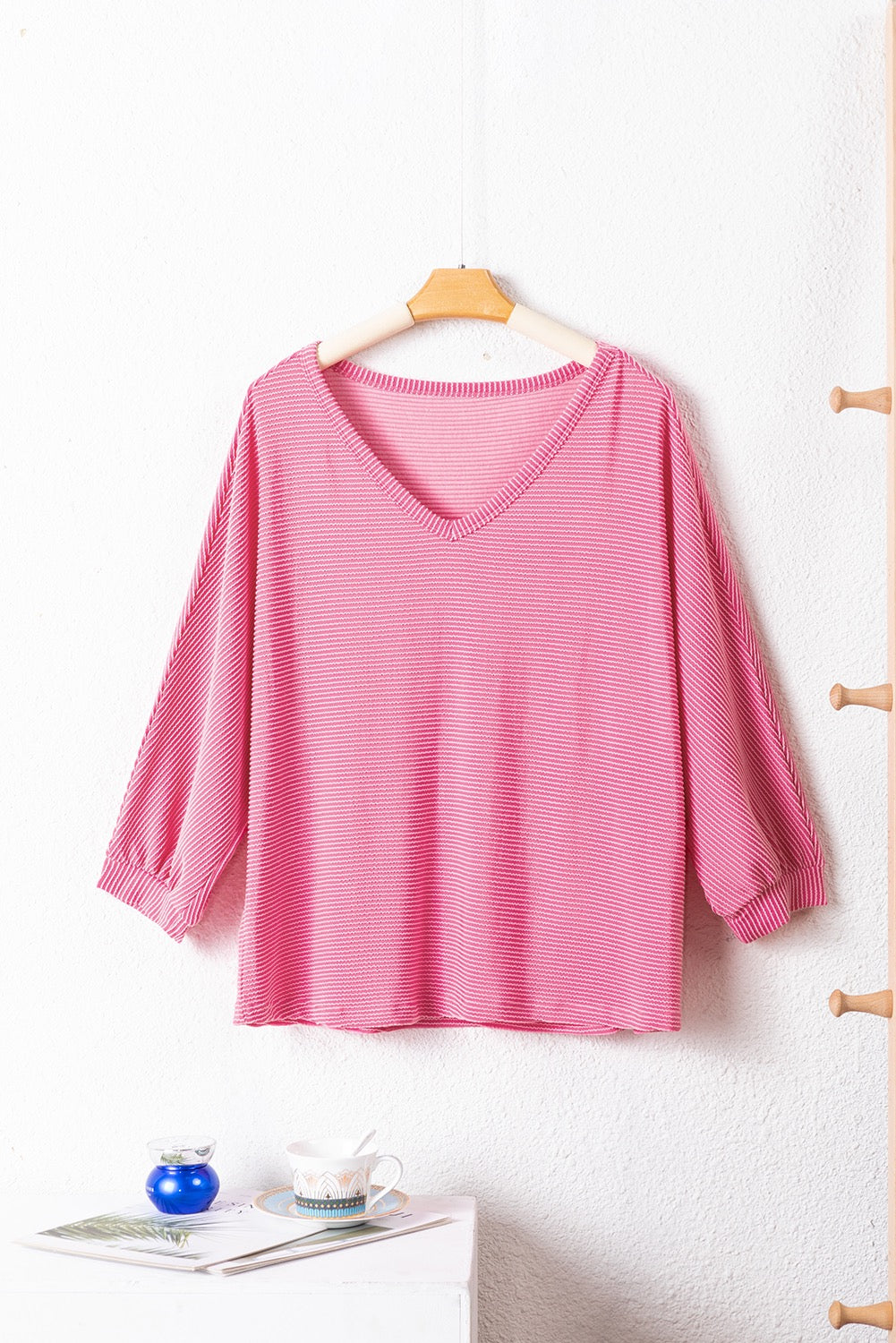 Pink Flowy Ribbed Top LT