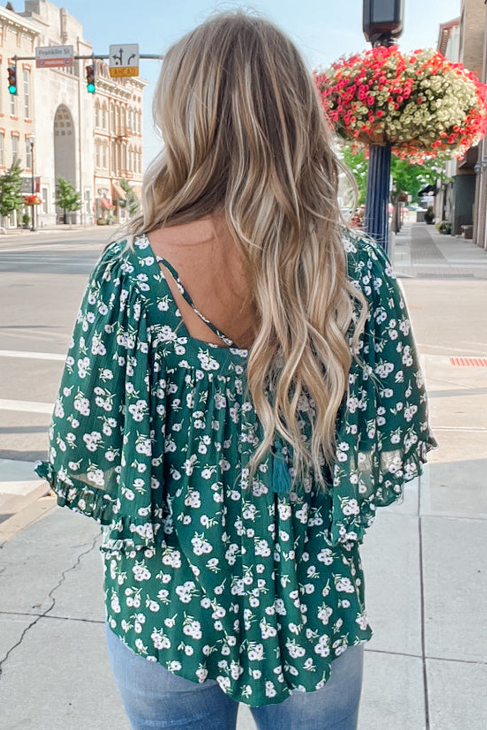 Green Floral Plus Size Blouse LT