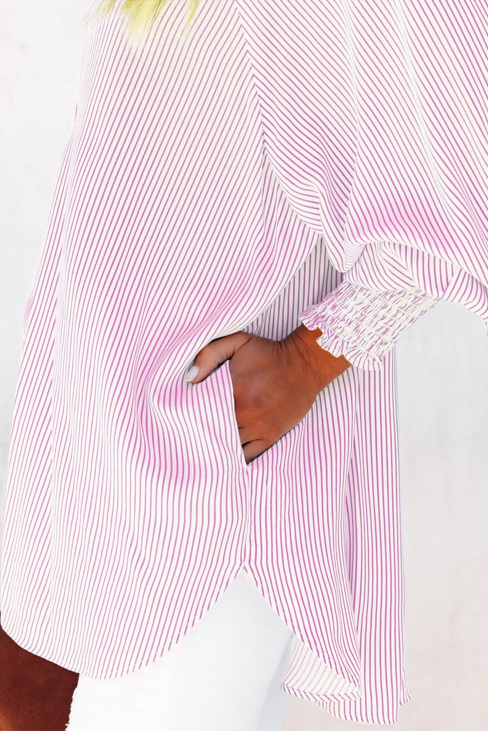 Pink Striped Button Blouse LT