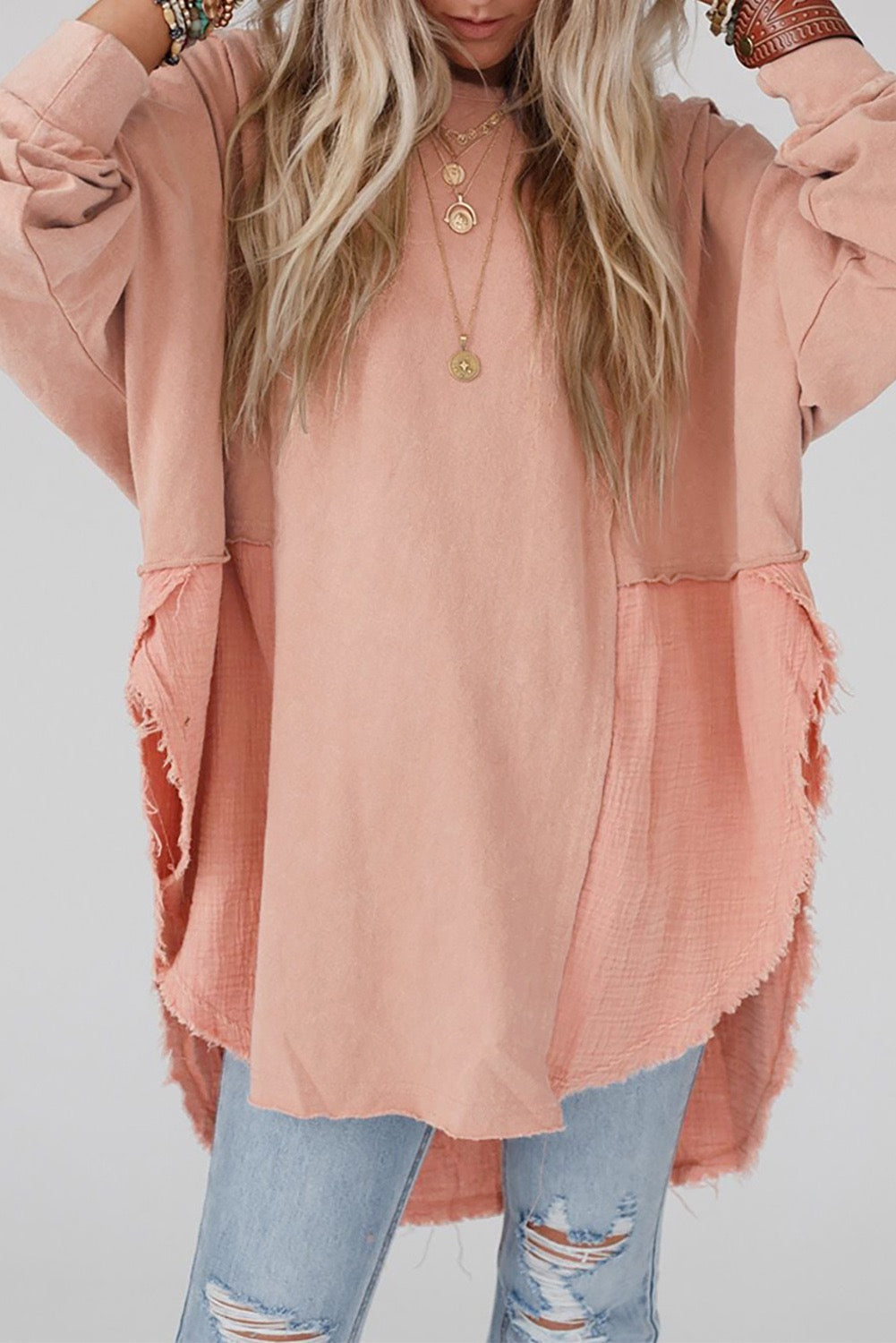 Pink Patchwork Crinkle Blouse LT