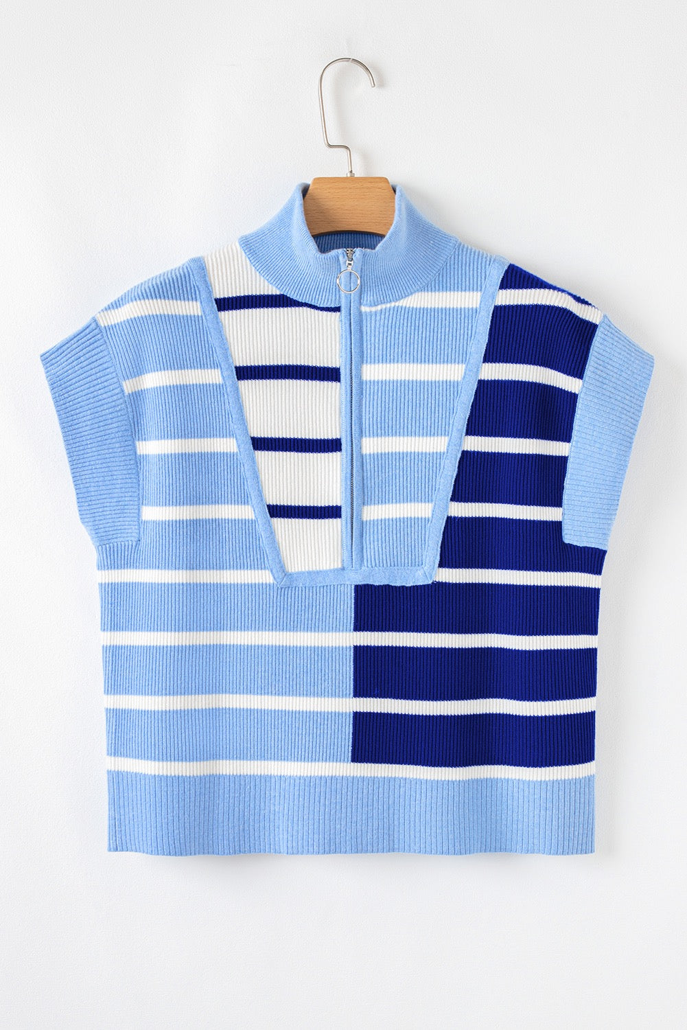 Blue Colorblock Striped Sweatervest FB