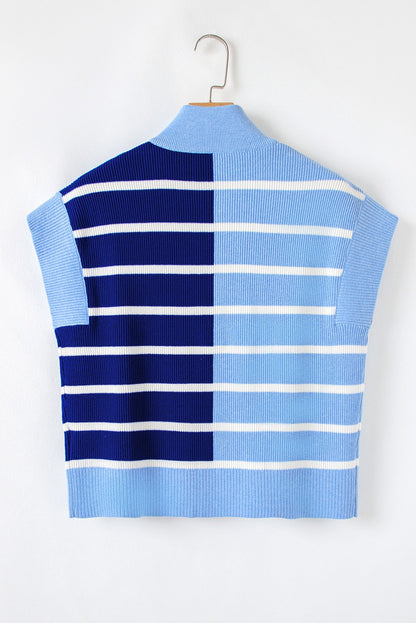 Blue Colorblock Striped Sweatervest FB
