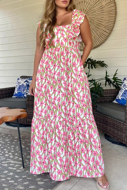 Pink Floral Plus Size Maxi RTS