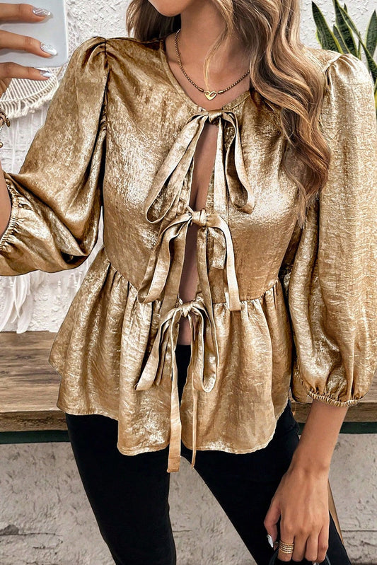 Gold Bow Tie Blouse LT