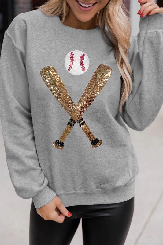 Sequin Baseball Crewneck LT