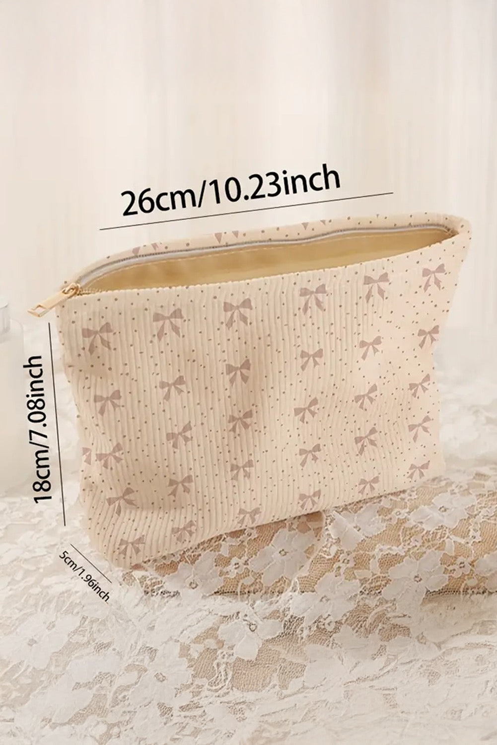 Beige Bow Cosmetic Pouch LT