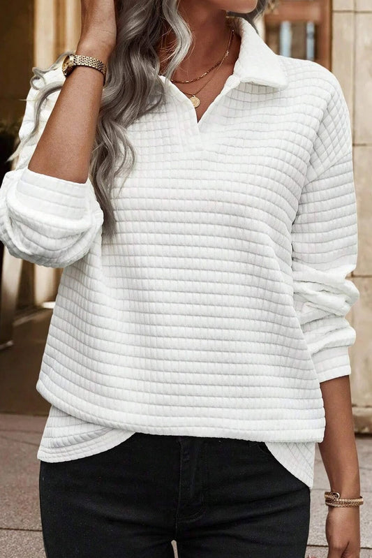 White Quilted Pullover LT