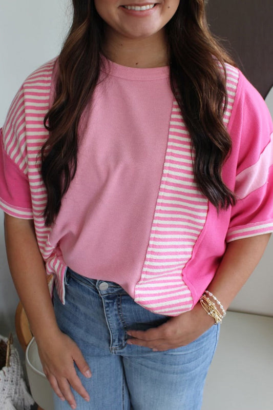 Pink Striped Colorblock Plus Top January.