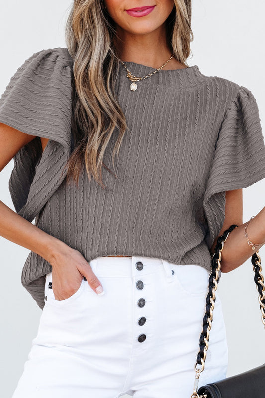 Grey Flutter Blouse January.