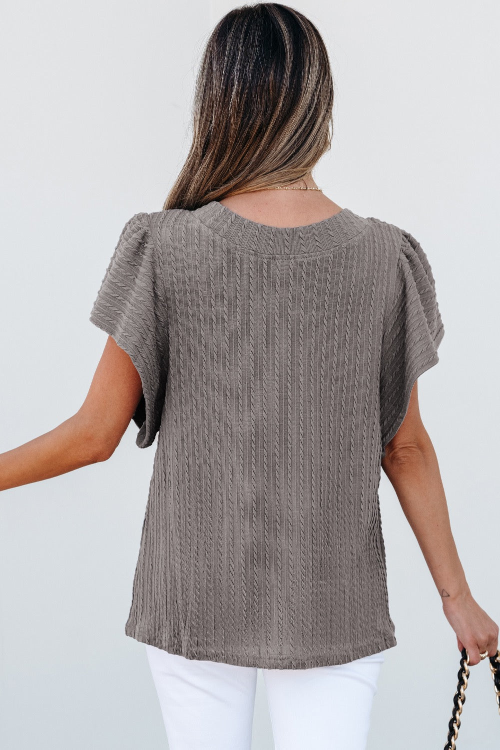 Grey Flutter Blouse January.