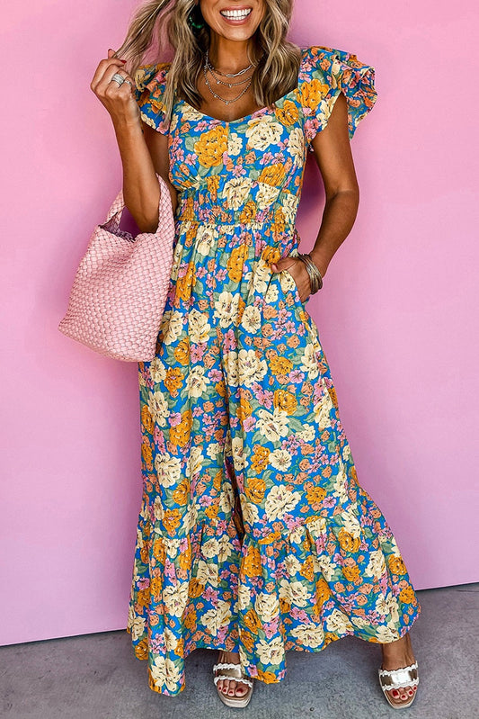 Blue Floral Cutout Jumpsuit January.