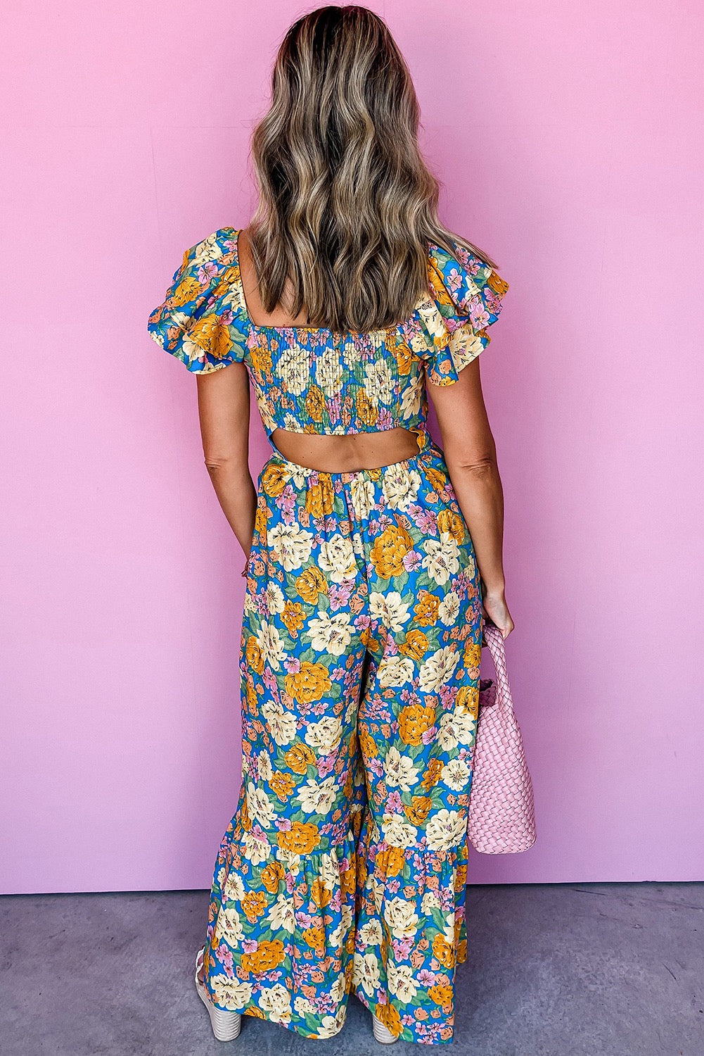 Blue Floral Cutout Jumpsuit January.